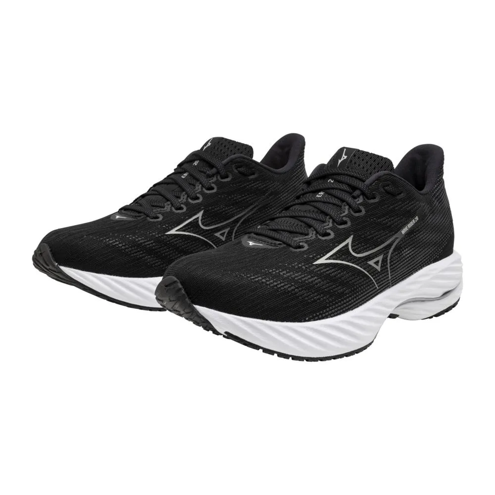 Women's Mizuno Wave Rider 28 Running Shoe in Black Harbor Mist