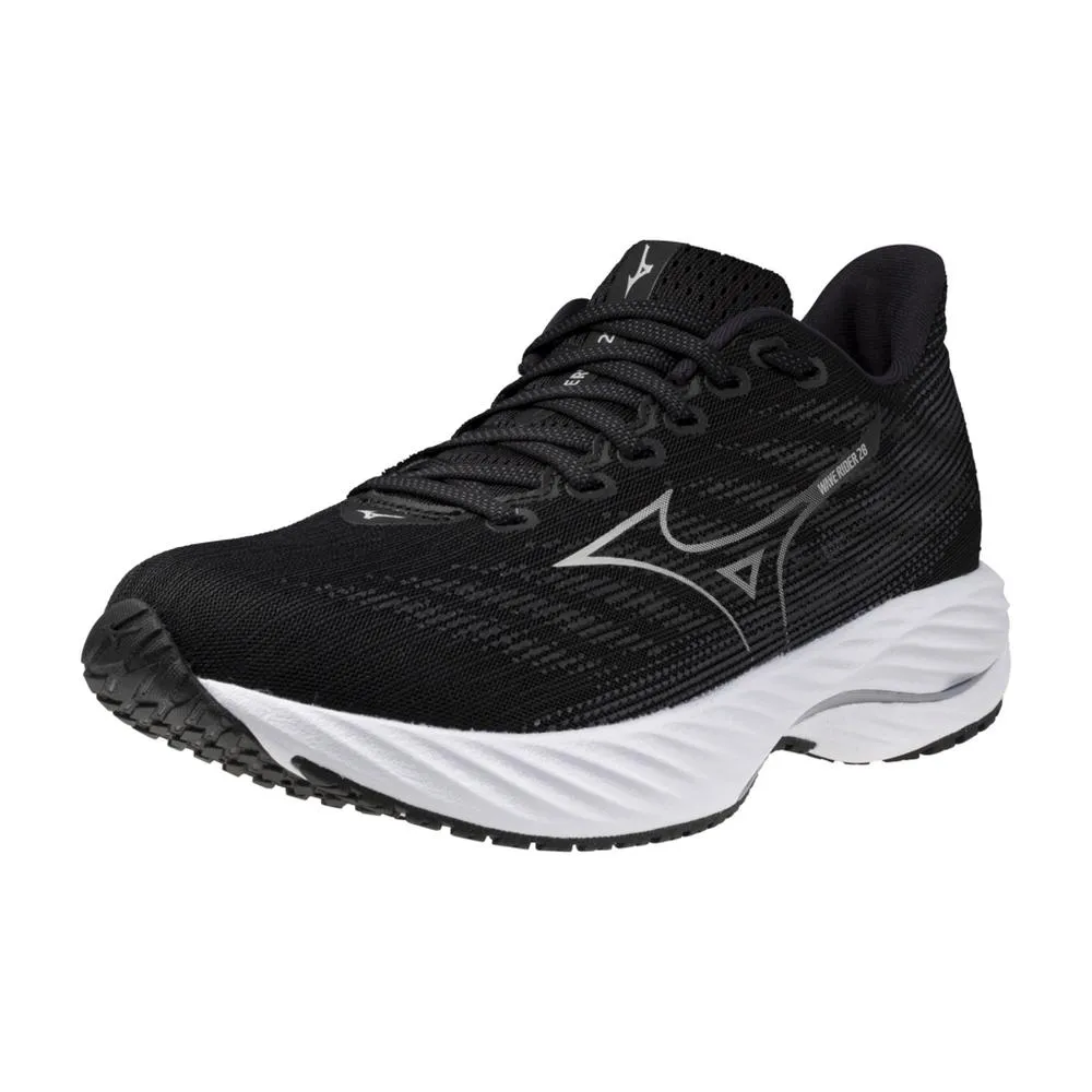 Women's Mizuno Wave Rider 28 Running Shoe in Black Harbor Mist