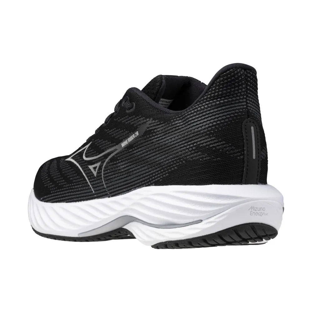 Women's Mizuno Wave Rider 28 Running Shoe in Black Harbor Mist