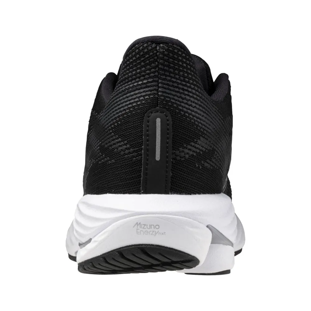 Women's Mizuno Wave Rider 28 Running Shoe in Black Harbor Mist
