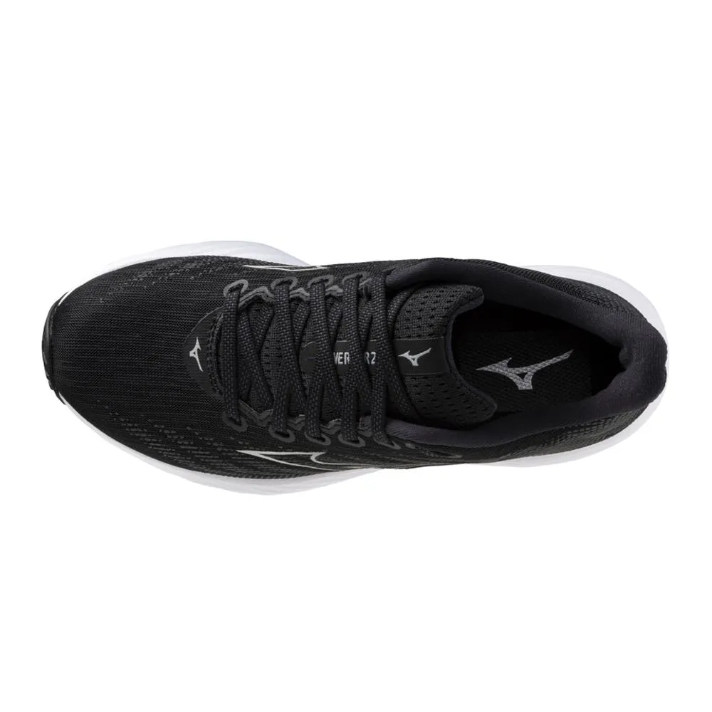 Women's Mizuno Wave Rider 28 Running Shoe in Black Harbor Mist