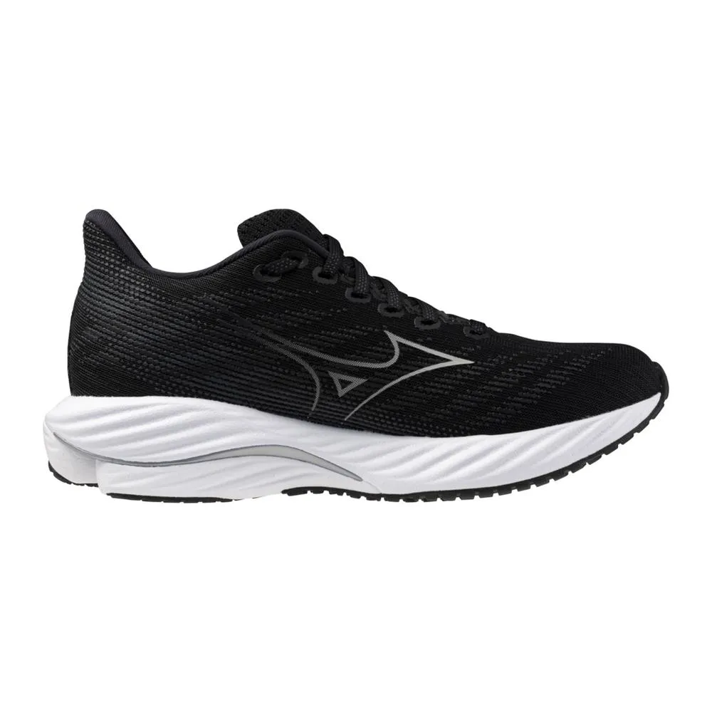Women's Mizuno Wave Rider 28 Running Shoe in Black Harbor Mist